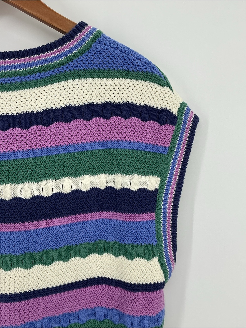 Marine Layer Multicolor Striped Knit Sleeveless Crew Sweater - Picture 8 of 9